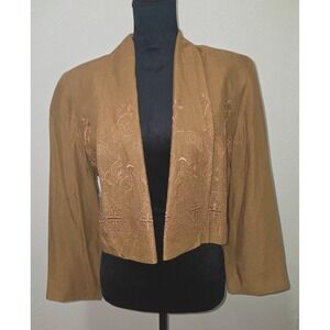 Marsha Brander for Componix Vintage Cropped Blazer Brown Embroidered Size 12 USA